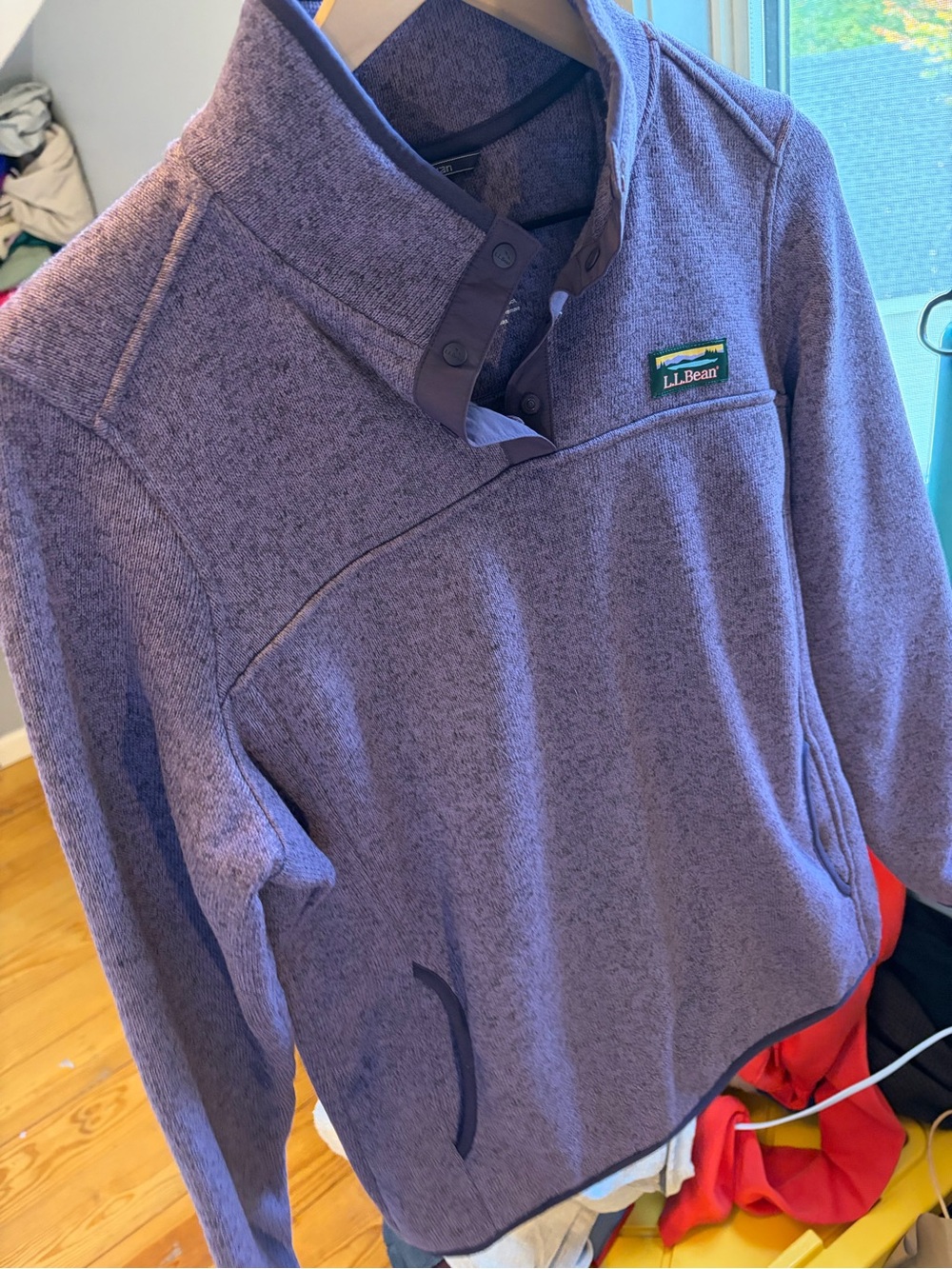 L.L. Bean Women’s Heather Purple Quarter V-Neck Sweater by L.L. Bean size M